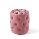 Anakin Tufted Button Round Performance Velvet Ottoman