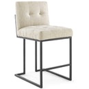 Kamari Black Stainless Steel Upholstered Fabric Counter Stool