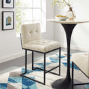 Kamari Black Stainless Steel Upholstered Fabric Counter Stool