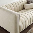 Marie Channel Tufted Upholstered Fabric Sofa