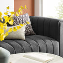 Marie Channel Tufted Upholstered Fabric Sofa