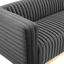 Jaden Channel Tufted Performance Velvet Living Room Sofa
