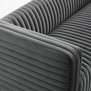 Jaden Channel Tufted Performance Velvet Living Room Sofa