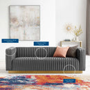 Jaden Channel Tufted Performance Velvet Living Room Sofa