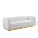 Jaden Channel Tufted Performance Velvet Living Room Sofa