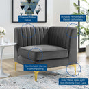 Arianna Channel Tufted Performance Velvet Sectional Sofa Corner Chair