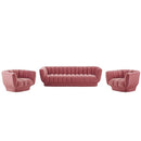 Cayson Vertical Channel Tufted Performance Velvet 3 Piece Set