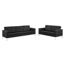Granger Tufted Upholstered Faux Leather Sofa and Loveseat Set