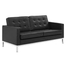 Granger Tufted Upholstered Faux Leather Sofa and Loveseat Set
