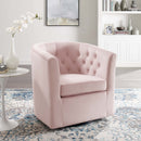 Jamal Tufted Performance Velvet Swivel Armchair