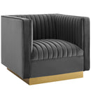 Jimmy Vertical Channel Tufted Upholstered Performance Velvet Armchair Set of 2