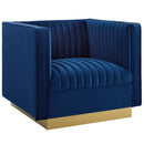 Jimmy Vertical Channel Tufted Upholstered Performance Velvet Armchair Set of 2