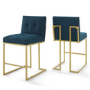 Eliseo Gold Stainless Steel Upholstered Fabric Counter Stool Set of 2