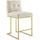 Eliseo Gold Stainless Steel Upholstered Fabric Counter Stool Set of 2