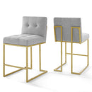 Eliseo Gold Stainless Steel Upholstered Fabric Counter Stool Set of 2