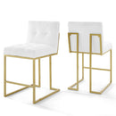 Eliseo Gold Stainless Steel Upholstered Fabric Counter Stool Set of 2
