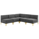 Arianna Channel Tufted Performance Velvet 5-Piece Sectional Sofa