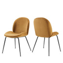 Kara Black Powder Coated Steel Leg Performance Velvet Dining Chairs - Set of 2