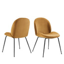 Kara Black Powder Coated Steel Leg Performance Velvet Dining Chairs - Set of 2