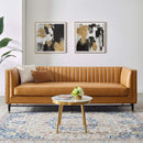Chandler Channel Tufted Vegan Leather Sofa