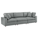 Liberty Down Filled Overstuffed Vegan Leather 3-Seater Sofa