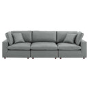 Liberty Down Filled Overstuffed Vegan Leather 3-Seater Sofa