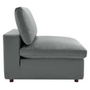 Liberty Down Filled Overstuffed Vegan Leather 3-Seater Sofa