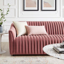 Vincenzo Performance Velvet Channel Tufted Sofa