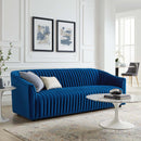 Vincenzo Performance Velvet Channel Tufted Sofa