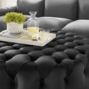 Anakin Tufted Button Large Round Performance Velvet Ottoman