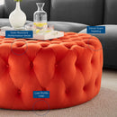 Anakin Tufted Button Large Round Performance Velvet Ottoman
