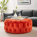 Anakin Tufted Button Large Round Performance Velvet Ottoman