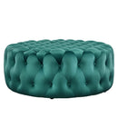 Anakin Tufted Button Large Round Performance Velvet Ottoman