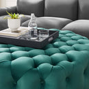 Anakin Tufted Button Large Round Performance Velvet Ottoman
