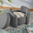 Scarlet Boucle Upholstered Ottoman