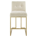 Laila Gold Stainless Steel Performance Velvet Counter Stool Set of 2