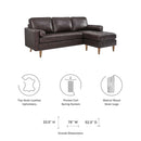 June Leather Apartment Sectional Sofa