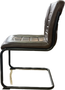 Dark Brown Leatherette MCM Rail Dining Side Chair